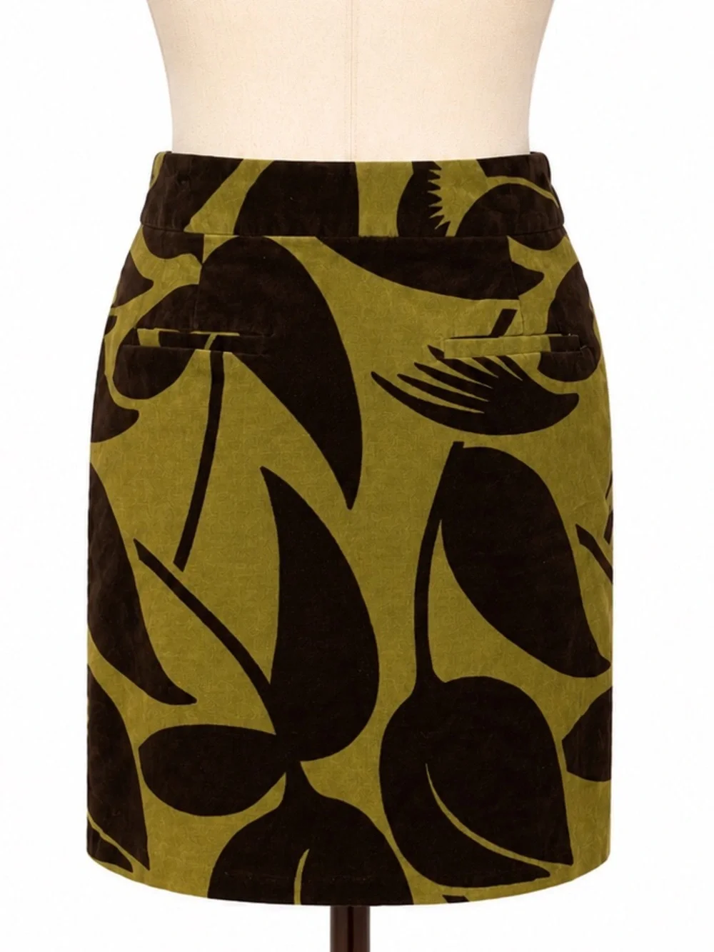 Boden velvet Olive Green Floral Print Pencil Skirt. Back faux pockets. 4